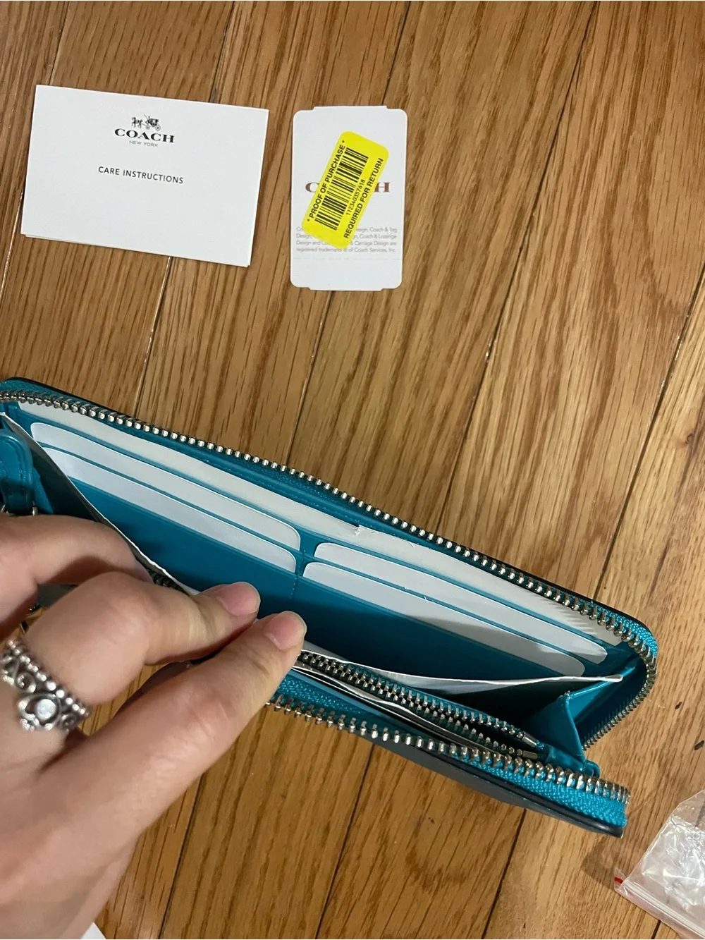 Retail Coach Teal Zip-Around Leather Wallet - Teal Blue
